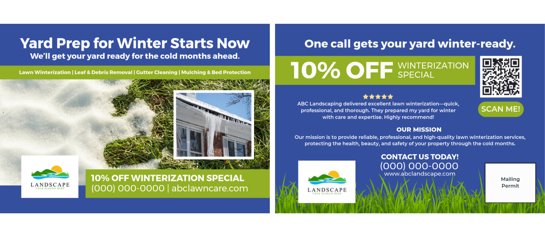 winter prep postcard template for landscapers